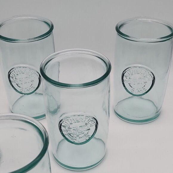 Vintage San Miguel 100% Authentic Recycled Glass 16oz Tumblers Set Of 6 - Picture 3 of 5